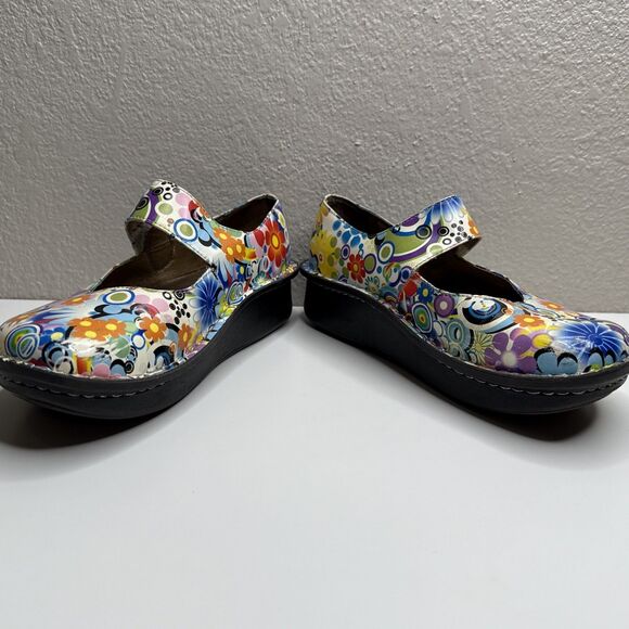 Alegria Paloma Floral Button Mary Jane Colorful Shoes Women's size 38 8 8.5 - Picture 6 of 16